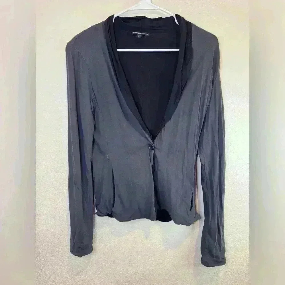 James Perse Women’s Drape Lapel One Button Pockets Lightweight Black Blazer Sz 2